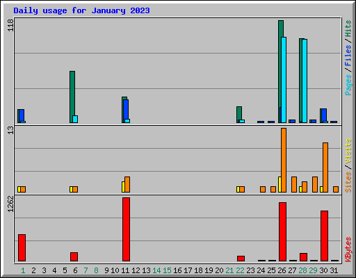 Daily usage for January 2023